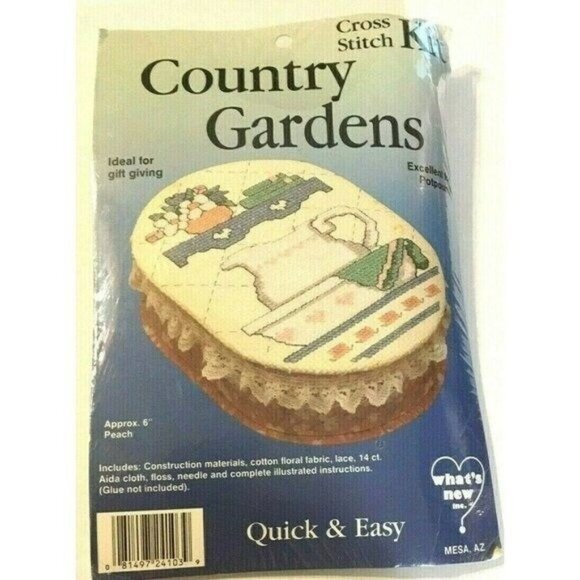 Cross Stitch Kit What's New Inc Country Gardens Excellent for Potpourri 6" - Picture 1 of 2